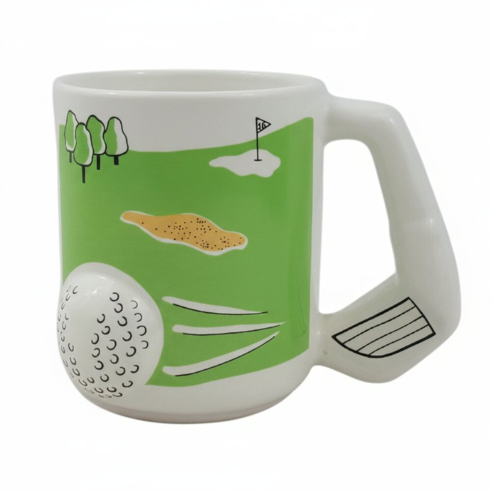 Vintage Emson 3D Golf Ceramic 16th Hole Coffee Cup Club Handle Novelty Gift